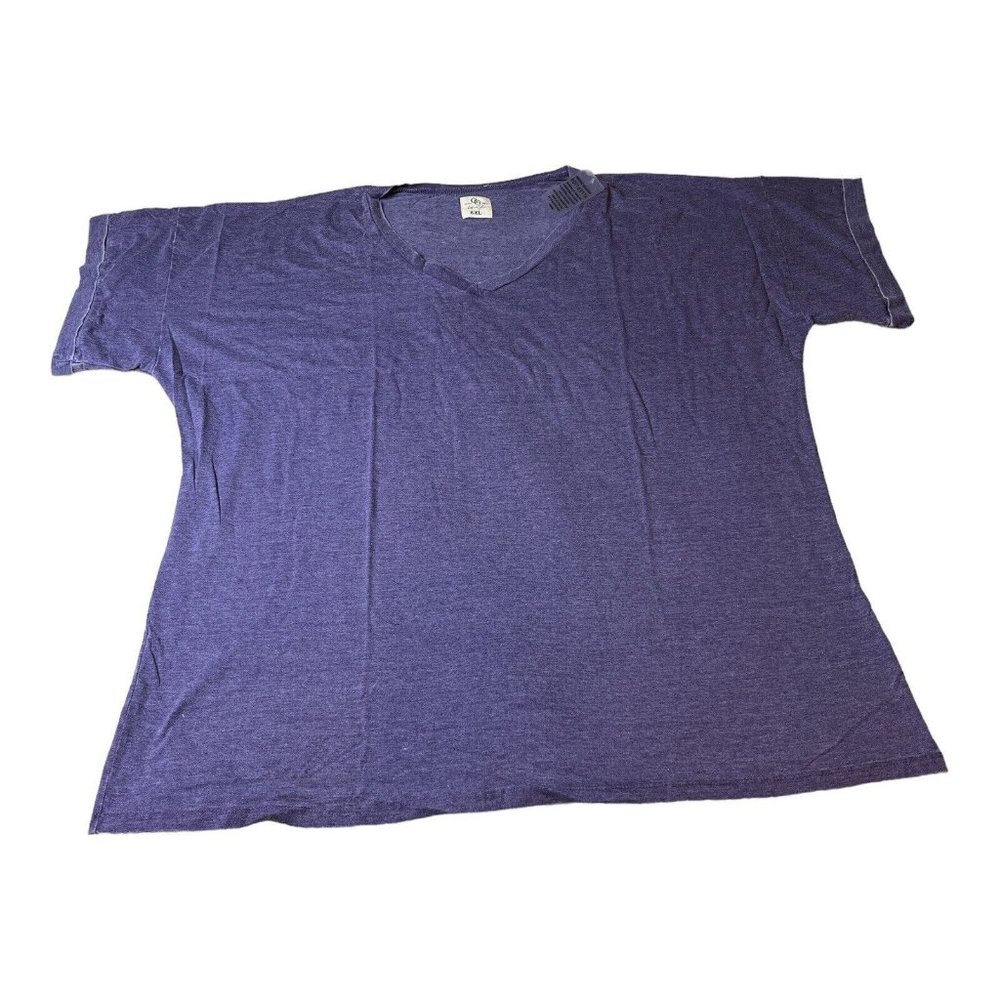 Glitzy Girlz Lifestyle Dark Plum Purple V Neck Basic T Shirt Size 6X NEW NWT‎